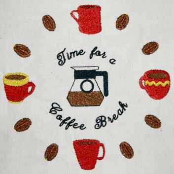 Coffee Machine Embroidery - Clock with text