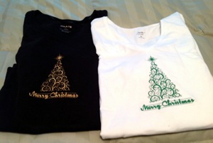 Holiday Embroidry Designs - Swirl Tree T-shirts