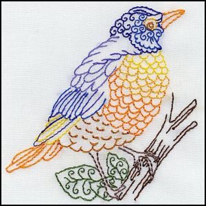 Machine Embroidery Bird 01