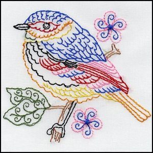Machine Embroidery Bird 05