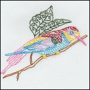 Machine Embroidery Bird 07