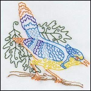 Machine Embroidery Bird 09